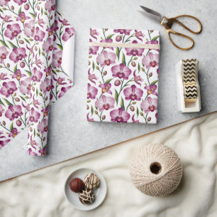 Papier Cadeau Motif élégant et sans couture d'orchidée violette 