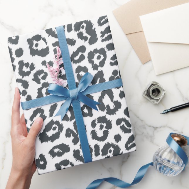 Papier Cadeau Motif Empreinte de léopard noir et blanc chic (Cadeaux)
