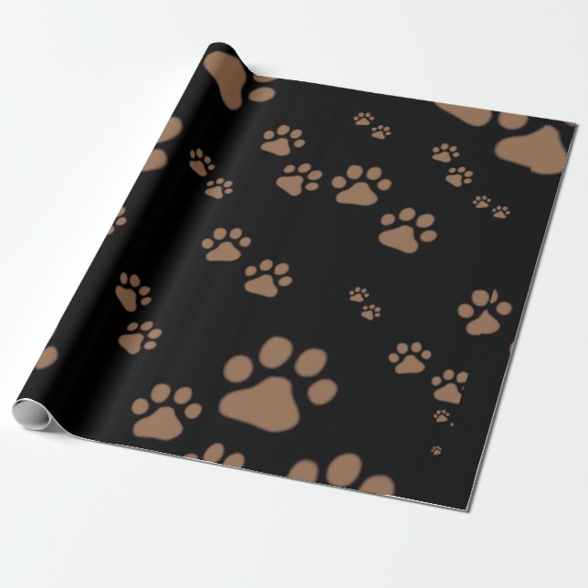 Papier Cadeau Motif Empreinte de patte adorable (Déroulé)