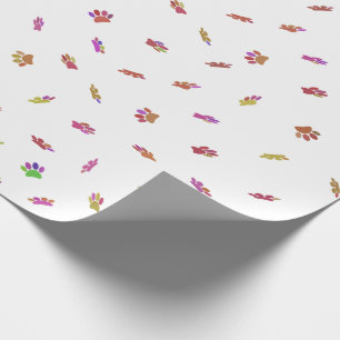 Papier Cadeau Motif Empreinte de patte Confetti Chien Personnali