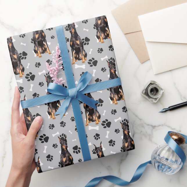 Papier Cadeau Motif Empreinte de patte Doberman Pinscher Dog (Cadeaux)