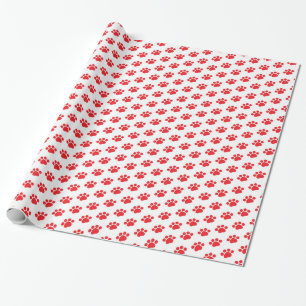 Papier Cadeau Motif Empreinte de patte rouge