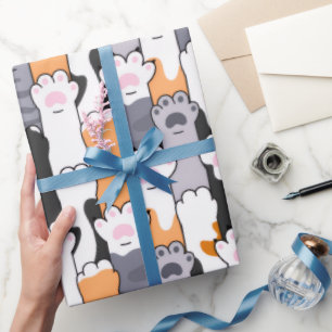Papier Cadeau Motif Empreintes de Chat