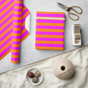 Papier Cadeau Motif en bande rose orange clair