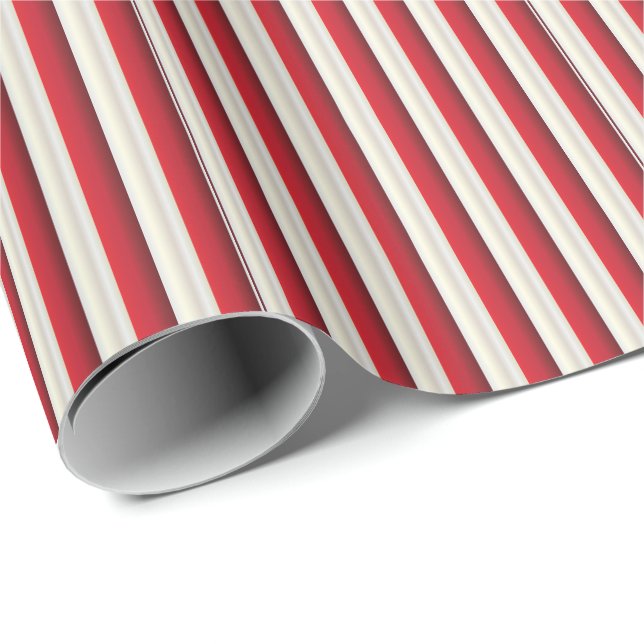 Papier Cadeau Motif en ligne rouge et blanche (Coin rond)