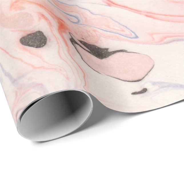 Papier Cadeau Motif en marbre rose et violet (Coin rond)
