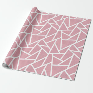 Papier Cadeau Motif en mosaïque corail et blanc