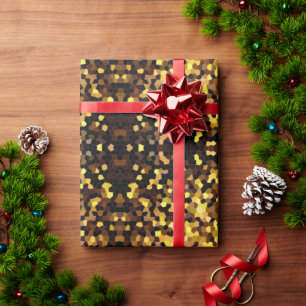 Papier Cadeau Motif en mosaïque dorée