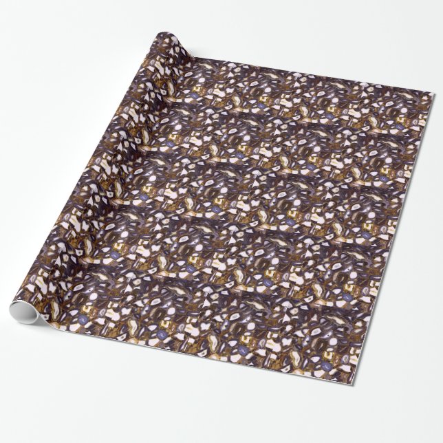 Papier Cadeau Motif en pierre blanche Brown violet (Déroulé)