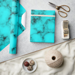 Papier Cadeau Motif en pierre de veine bleu turquoise
