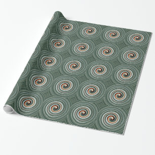 Papier Cadeau Motif en spirale orange et gris