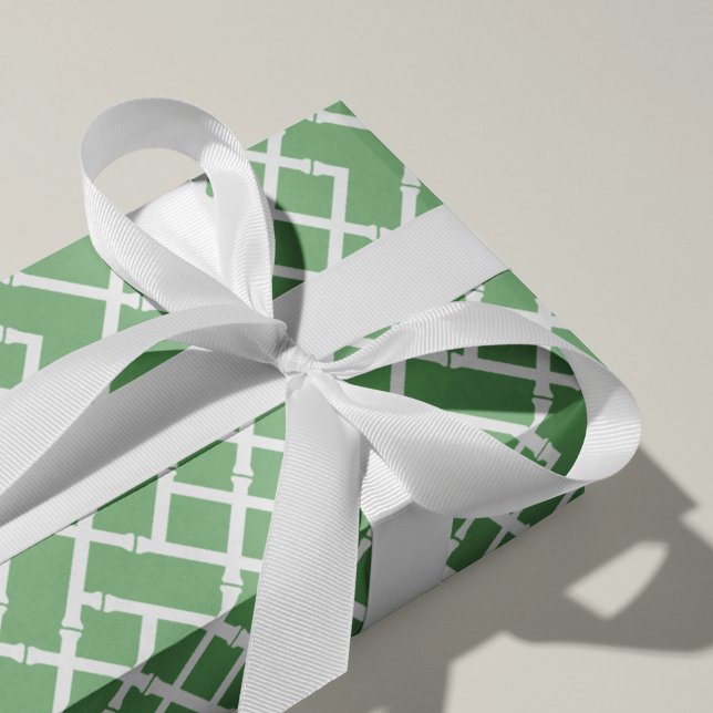 Papier Cadeau Motif en treillis en bambou géométrique vert Palm  (Créateur téléchargé)