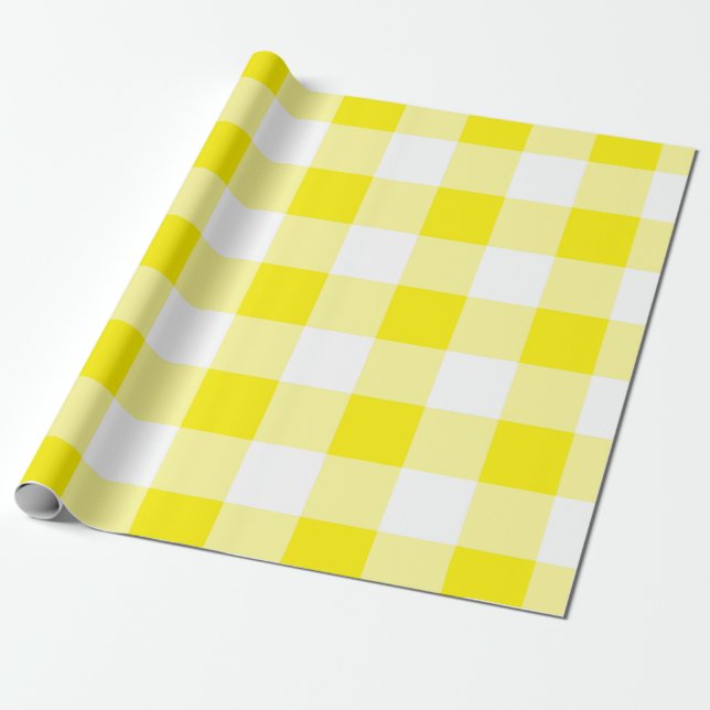 Papier Cadeau Motif En vichy jaune (Déroulé)