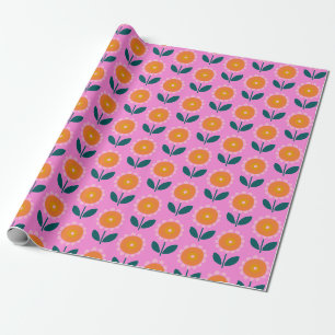 Papier Cadeau Motif esthétique scandinave en rose