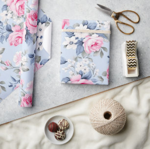 Papier Cadeau Motif esthétique Shabby Chic Rose Roses