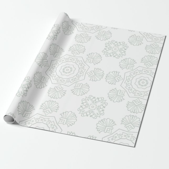 Papier Cadeau Motif ethnique blanc (Déroulé)