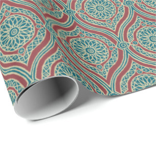 Papier Cadeau Motif ethnique chic d'Ogee dans marron, Teal et le