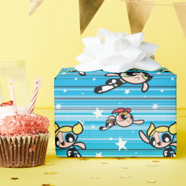 Papier Cadeau Motif étoilé Powerpuff Girls (Fête d'anniversaire)