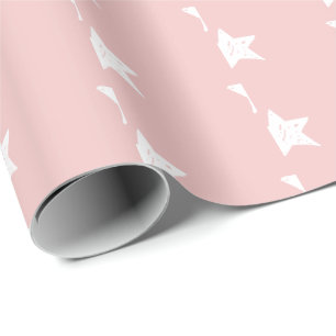 Papier Cadeau Motif étoile rose et blanc