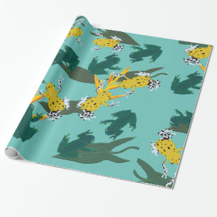 Papier Cadeau Motif exotique de grenouilles