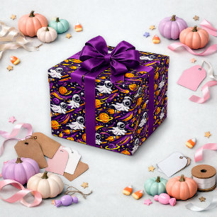 Papier Cadeau Motif Fantôme de l'Espace Violet Fantaisiste