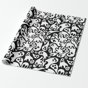 Papier Cadeau Motif fantôme noir et blanc