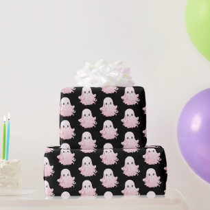 Papier Cadeau Motif fantôme rose super mignon Halloween