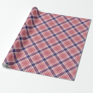 Papier Cadeau Motif Festif Rouge Blanc & Bleu Tartan