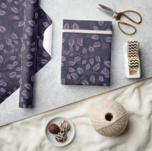 Papier Cadeau Motif Feuille couleur pourpre