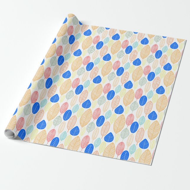 Papier Cadeau Motif feuille - Couleurs 02 (Déroulé)