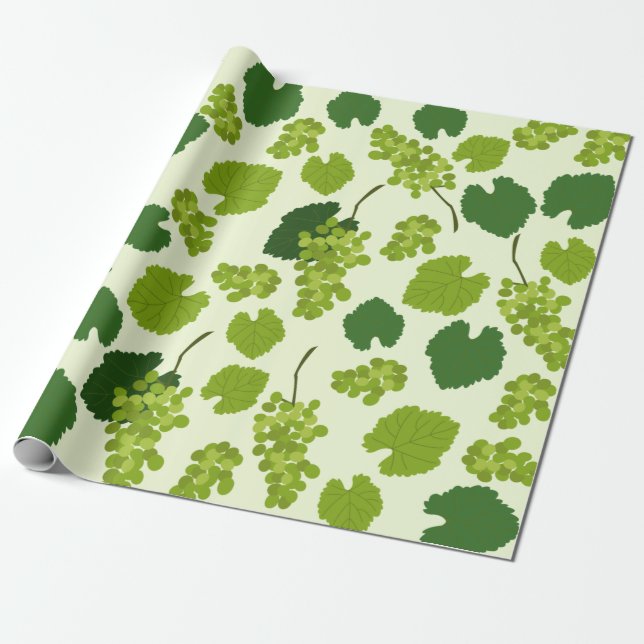 Papier Cadeau Motif Feuille de raisins et de raisins (Déroulé)