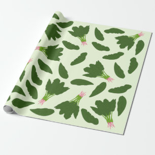 Papier Cadeau Motif Feuille Green Spinach