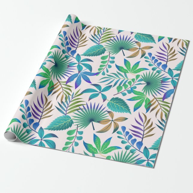 Papier Cadeau Motif feuille tropical (Déroulé)