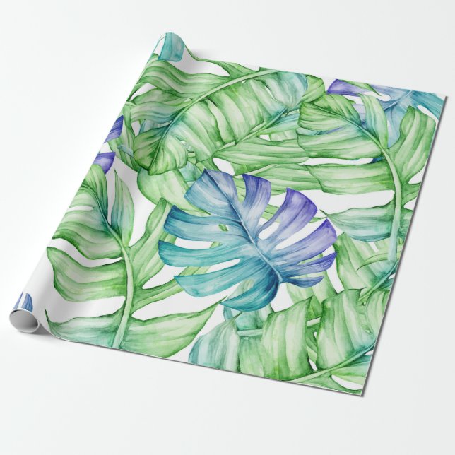 Papier Cadeau Motif Feuille Tropical Palm (Déroulé)