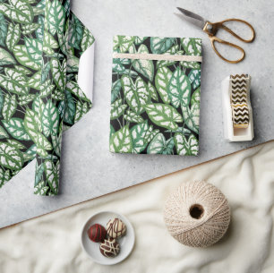 Papier Cadeau Motif Feuille vert tropical