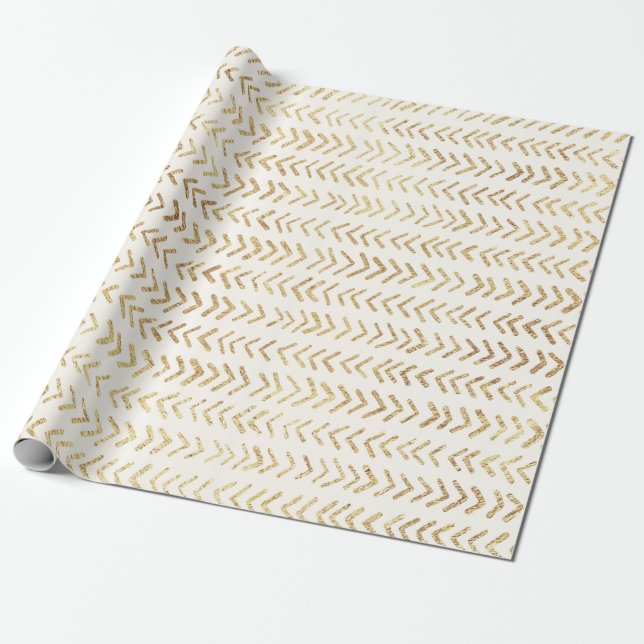 Papier Cadeau Motif Flèche or Faux (Déroulé)