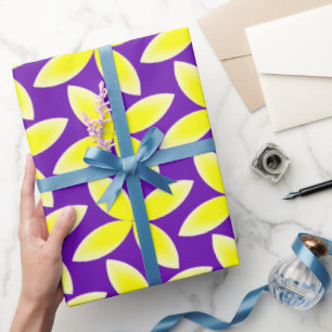 Papier Cadeau Motif Fleur Jaune sur Arrière - plan Violet