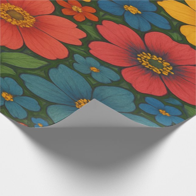 Papier Cadeau Motif Fleur sauvage transparent (Coin)