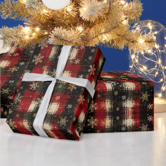 Papier Cadeau Motif flocon de neige à carreaux en détresse moder