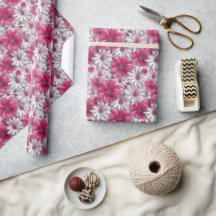 Motif floral 3D avec floraison rose et blanche