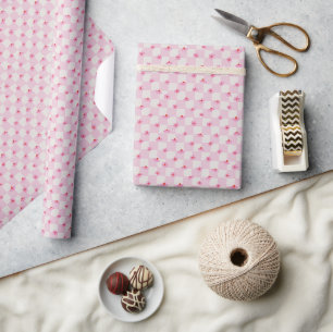Papier Cadeau Motif floral à carreaux de marguerite rose pâle