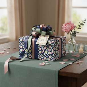 Papier Cadeau Motif floral à l'aquarelle rose et jaune
