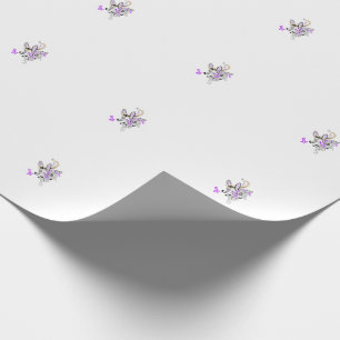 Papier Cadeau Motif floral à motifs Paisley – Boho blanc violet