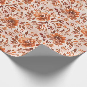 Papier Cadeau Motif floral abstrait aquarelle couleurs d'automne
