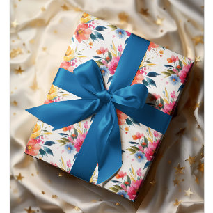 Papier Cadeau Motif floral aquarelle Floral moderne et lumineu