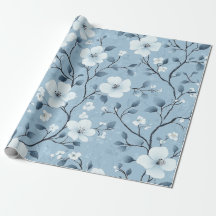 Motif floral bleu pâle et blanc