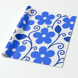 Papier Cadeau Motif floral bleu sans couture