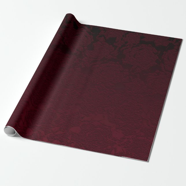 Papier Cadeau Motif floral bordeaux moderne élégant (Déroulé)