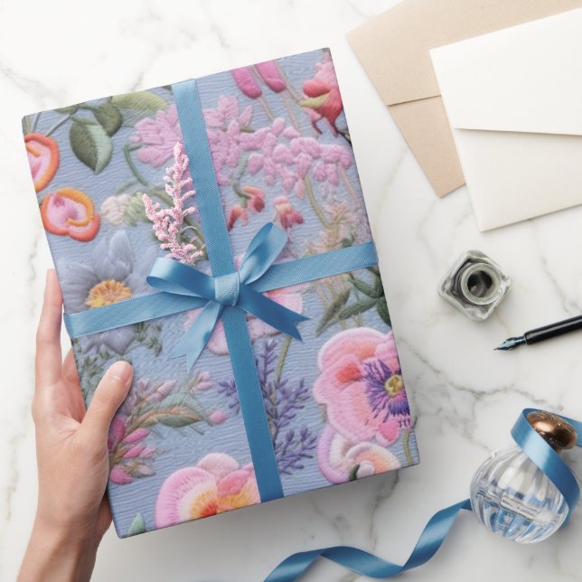 Papier Cadeau Motif floral brodé (Cadeaux)