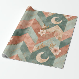 Papier Cadeau Motif floral chevron Lune rustique (7)